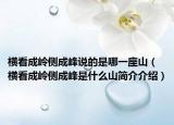 橫看成嶺側(cè)成峰說(shuō)的是哪一座山（橫看成嶺側(cè)成峰是什么山簡(jiǎn)介介紹）