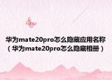 華為mate20pro怎么隱藏應(yīng)用名稱（華為mate20pro怎么隱藏相冊(cè)）