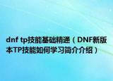 dnf tp技能基礎(chǔ)精通（DNF新版本TP技能如何學(xué)習(xí)簡(jiǎn)介介紹）