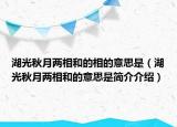 湖光秋月兩相和的相的意思是（湖光秋月兩相和的意思是簡介介紹）