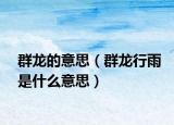 群龍的意思（群龍行雨是什么意思）