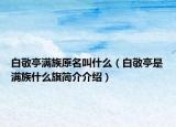 白敬亭滿族原名叫什么（白敬亭是滿族什么旗簡介介紹）