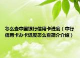 怎么查中國銀行信用卡進度（中行信用卡辦卡進度怎么查簡介介紹）