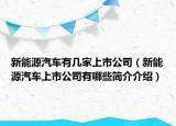 新能源汽車有幾家上市公司（新能源汽車上市公司有哪些簡介介紹）