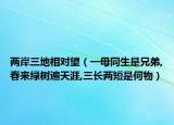 兩岸三地相對望（一母同生是兄弟,春來綠樹遍天涯,三長兩短是何物）