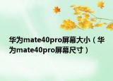 華為mate40pro屏幕大?。ㄈA為mate40pro屏幕尺寸）