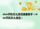 vivo手機(jī)怎么激活語音助手（vivo手機(jī)怎么激活）