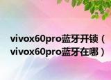 vivox60pro藍(lán)牙開(kāi)鎖（vivox60pro藍(lán)牙在哪）