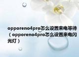 opporeno4pro怎么設(shè)置來電等待（opporeno4pro怎么設(shè)置來電閃光燈）