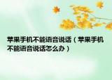 蘋果手機(jī)不能語(yǔ)音說話（蘋果手機(jī)不能語(yǔ)音說話怎么辦）