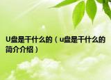 U盤是干什么的（u盤是干什么的簡介介紹）