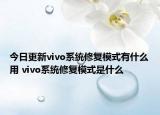 今日更新vivo系統(tǒng)修復(fù)模式有什么用 vivo系統(tǒng)修復(fù)模式是什么