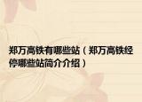 鄭萬高鐵有哪些站（鄭萬高鐵經(jīng)停哪些站簡介介紹）