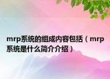 mrp系統(tǒng)的組成內容包括（mrp系統(tǒng)是什么簡介介紹）