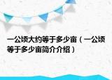 一公頃大約等于多少畝（一公頃等于多少畝簡介介紹）