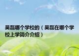 吳磊哪個(gè)學(xué)校的（吳磊在哪個(gè)學(xué)校上學(xué)簡(jiǎn)介介紹）