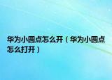華為小圓點怎么開（華為小圓點怎么打開）