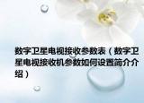數(shù)字衛(wèi)星電視接收參數(shù)表（數(shù)字衛(wèi)星電視接收機(jī)參數(shù)如何設(shè)置簡介介紹）