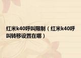 紅米k40呼叫限制（紅米k40呼叫轉(zhuǎn)移設(shè)置在哪）