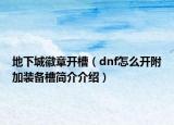 地下城徽章開(kāi)槽（dnf怎么開(kāi)附加裝備槽簡(jiǎn)介介紹）