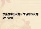 李治在哪里死的（李治怎么死的簡(jiǎn)介介紹）