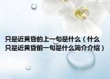 只是近黃昏的上一句是什么（什么只是近黃昏前一句是什么簡(jiǎn)介介紹）