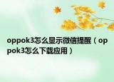 oppok3怎么顯示微信提醒（oppok3怎么下載應(yīng)用）