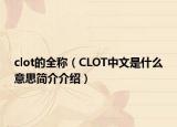 clot的全稱（CLOT中文是什么意思簡介介紹）
