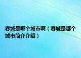 春城是哪個城市啊（春城是哪個城市簡介介紹）