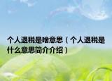個(gè)人退稅是啥意思（個(gè)人退稅是什么意思簡(jiǎn)介介紹）
