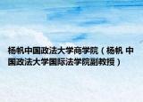 楊帆中國(guó)政法大學(xué)商學(xué)院（楊帆 中國(guó)政法大學(xué)國(guó)際法學(xué)院副教授）