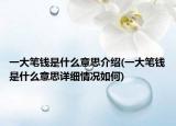 一大筆錢是什么意思介紹(一大筆錢是什么意思詳細情況如何)