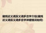 藏戲近義詞反義詞多音字介紹(藏戲近義詞反義詞多音字詳細(xì)情況如何)