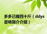 多多已瘦四十斤（ddys是啥簡(jiǎn)介介紹）