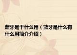 藍(lán)牙是干什么用（藍(lán)牙是什么有什么用簡介介紹）
