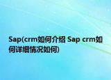Sap(crm如何介紹 Sap crm如何詳細(xì)情況如何)
