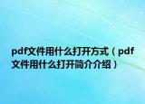 pdf文件用什么打開方式（pdf文件用什么打開簡(jiǎn)介介紹）
