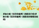 求趙小南《寶貝你最美》的歌詞介紹(求趙小南《寶貝你最美》的歌詞詳細(xì)情況如何)