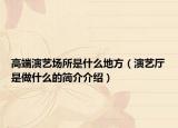 高端演藝場(chǎng)所是什么地方（演藝廳是做什么的簡(jiǎn)介介紹）