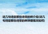 這幾句詩(shī)是那些詩(shī)里的啊介紹(這幾句詩(shī)是那些詩(shī)里的啊詳細(xì)情況如何)