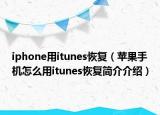 iphone用itunes恢復(fù)（蘋(píng)果手機(jī)怎么用itunes恢復(fù)簡(jiǎn)介介紹）