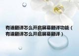 有道翻譯怎么開啟屏幕翻譯功能（有道翻譯怎么開啟屏幕翻譯）