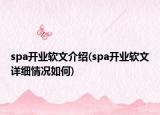 spa開業(yè)軟文介紹(spa開業(yè)軟文詳細(xì)情況如何)