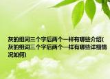 灰的組詞三個字后兩個一樣有哪些介紹(灰的組詞三個字后兩個一樣有哪些詳細(xì)情況如何)