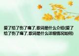 愛了給了傷了痛了,歌詞是什么介紹(愛了給了傷了痛了,歌詞是什么詳細(xì)情況如何)