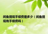 閑魚提現手續(xù)費是多少（閑魚提現有手續(xù)費嗎）