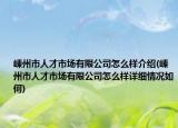 嵊州市人才市場有限公司怎么樣介紹(嵊州市人才市場有限公司怎么樣詳細(xì)情況如何)