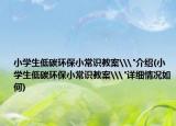 小學(xué)生低碳環(huán)保小常識(shí)教案\