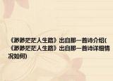 《渺渺茫茫人生路》出自那一首詩介紹(《渺渺茫茫人生路》出自那一首詩詳細(xì)情況如何)