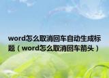 word怎么取消回車自動生成標題（word怎么取消回車箭頭）